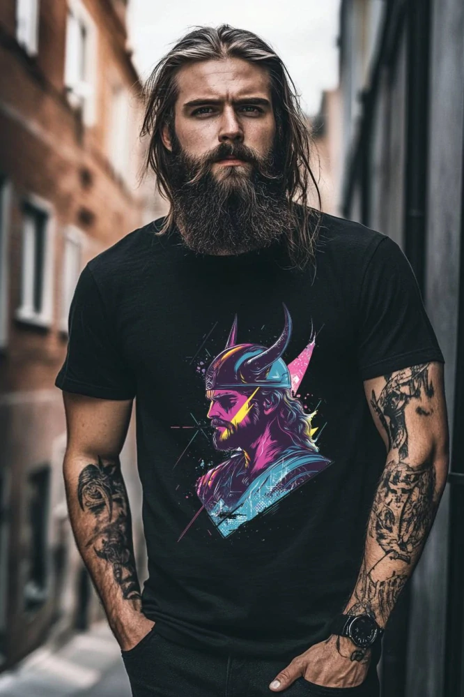 Pánské tričko - Neon Retro Viking