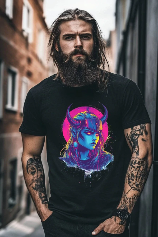 Pánské tričko - Neonová Vikingská královna