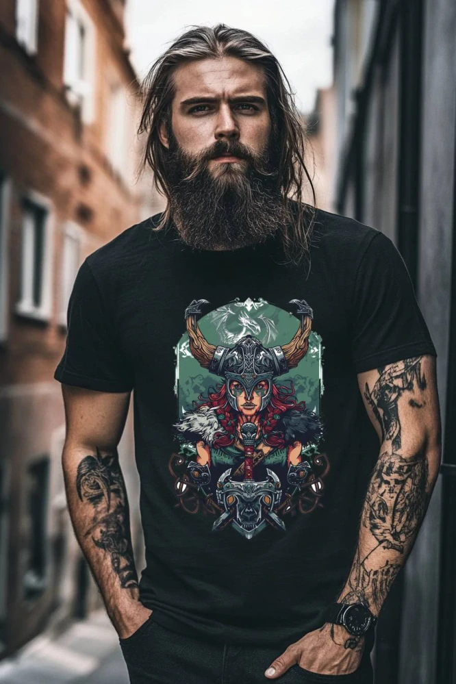 Pánské tričko - Štít Vikingské bojovnice