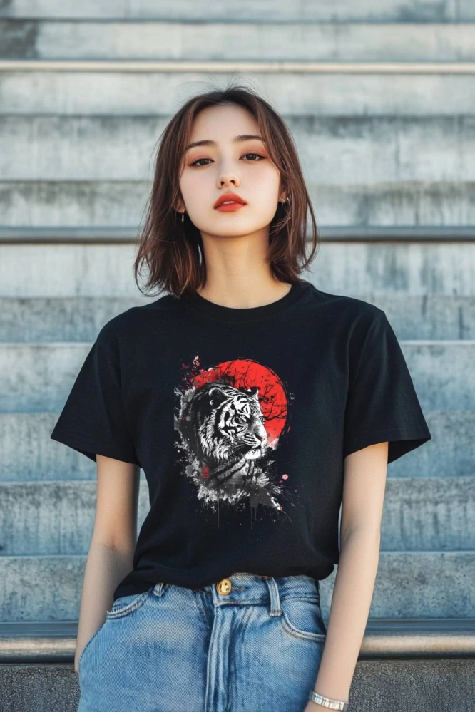 Dámské tričko - Tygr v ohnivé noci