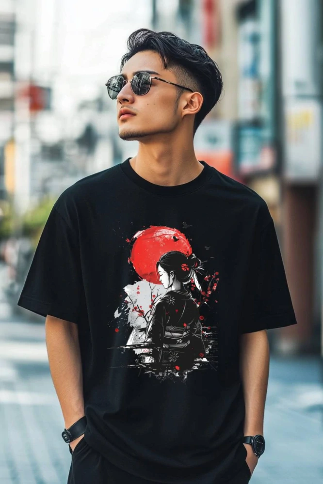 Pánské tričko - Japonská samurajka