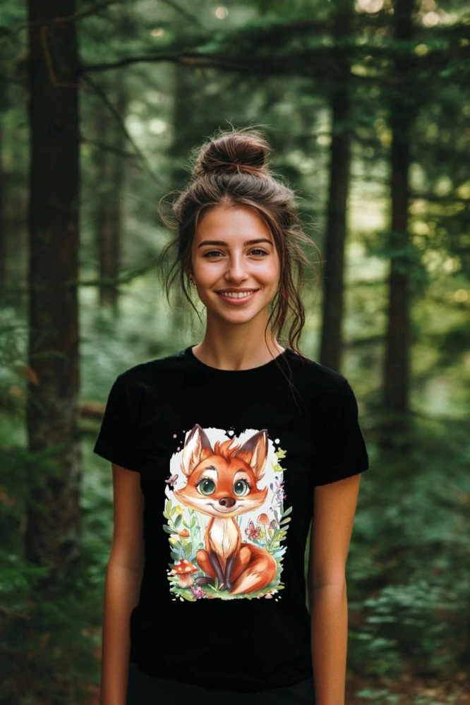 Dámské tričko - Roztomilá chlupatá liška