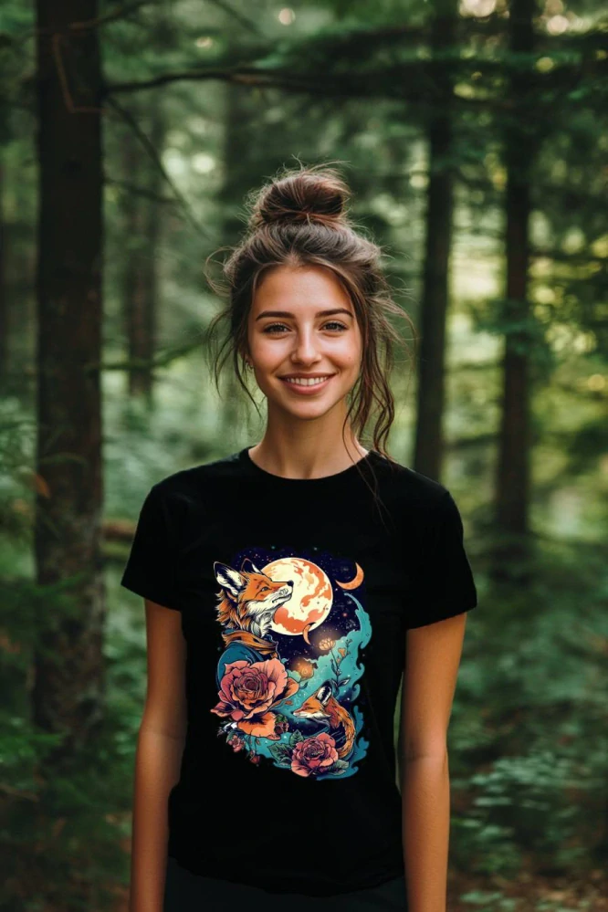 Dámské tričko - Liška pod měsícem