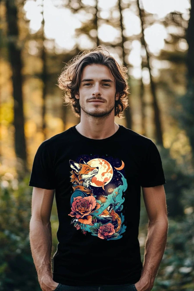 Pánské tričko - Liška pod měsícem