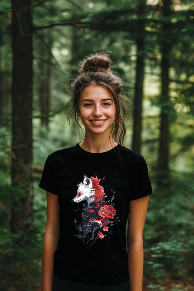 Dámské tričko - Růže a liška