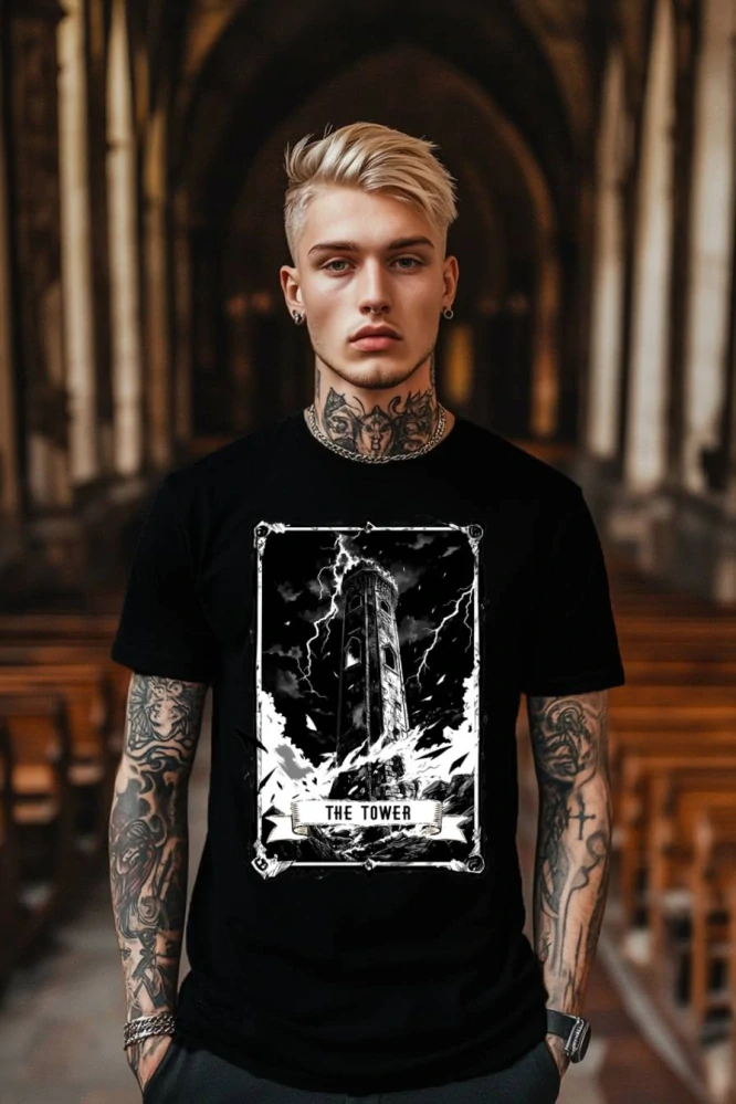 Pánské tričko - The Tower - Věz - Tarot - Velká Arkána