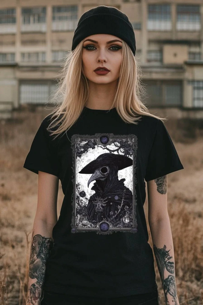 Dámské tričko - Beztvářný Doktor – Plague Doctor - Morový Doktor