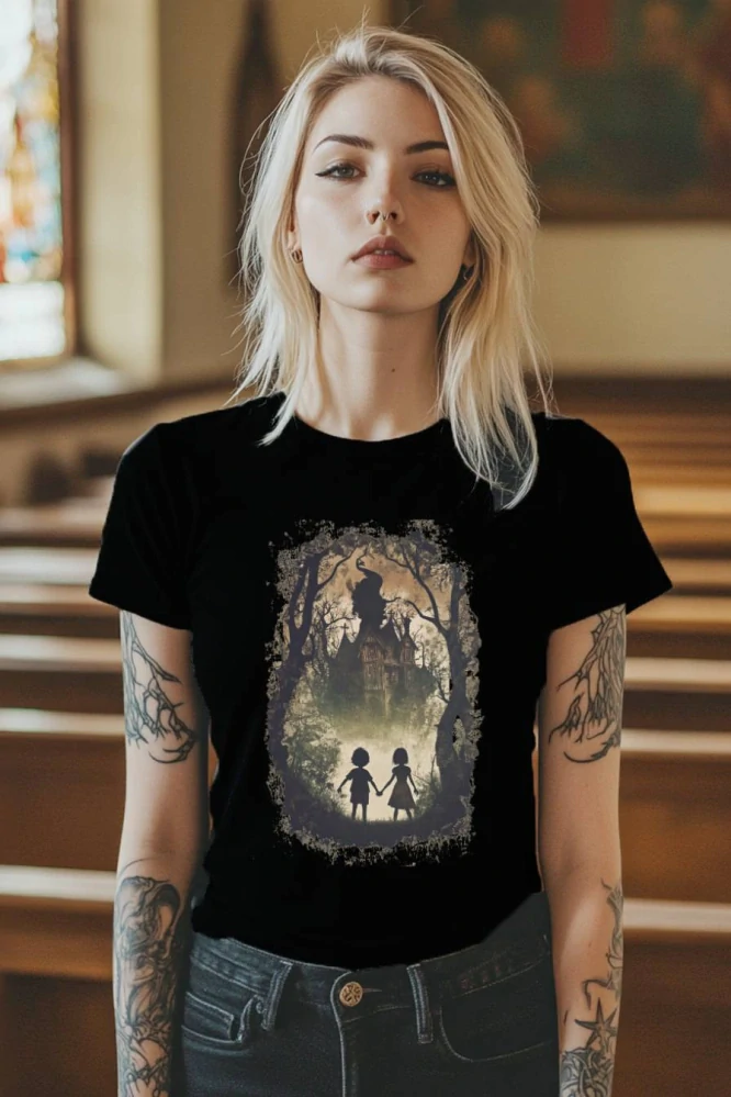Dámské tričko - Jeníček a Mařenka - Temná Past