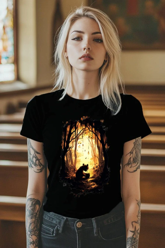 Dámské tričko - Medvídek Pú – Stíny Stokorcového Lesa