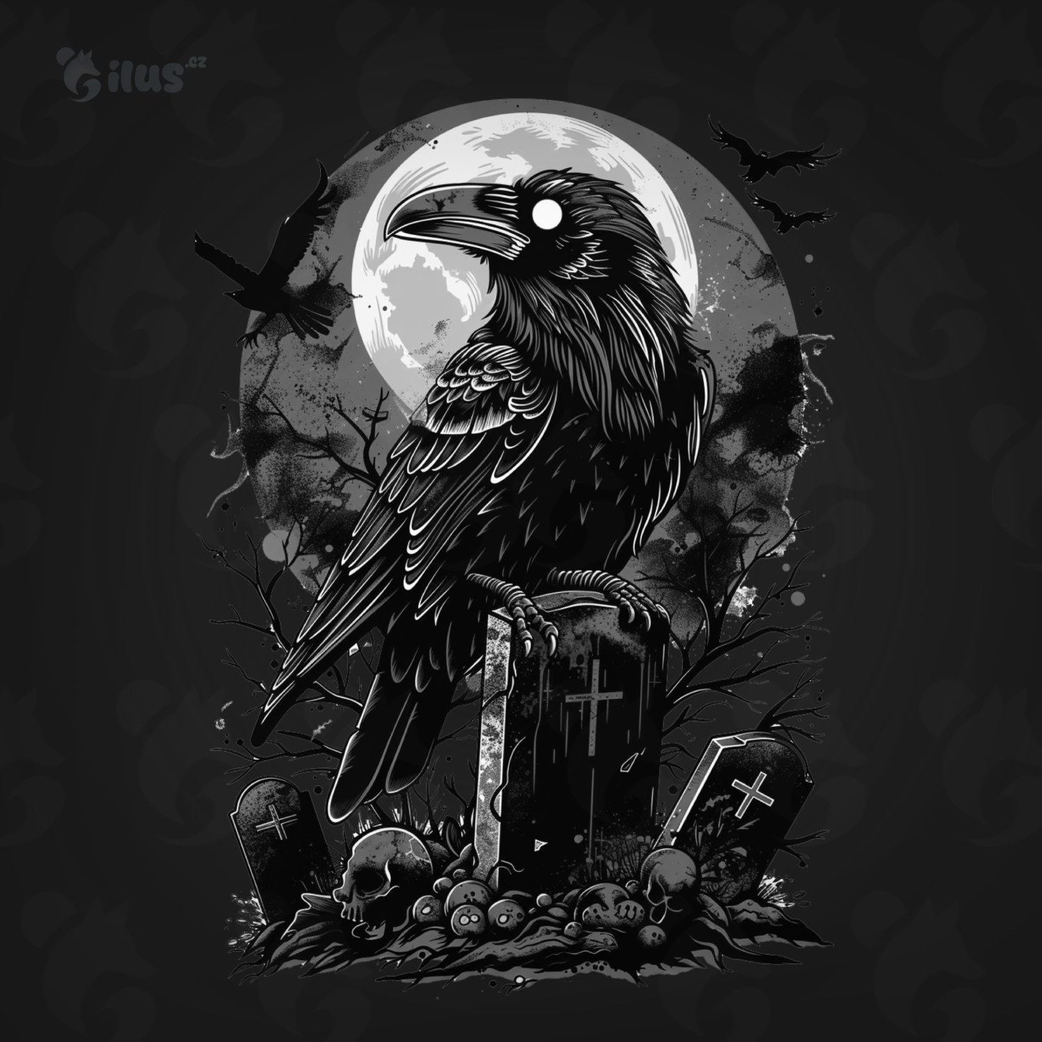 Dámské tričko - Cemetery Raven