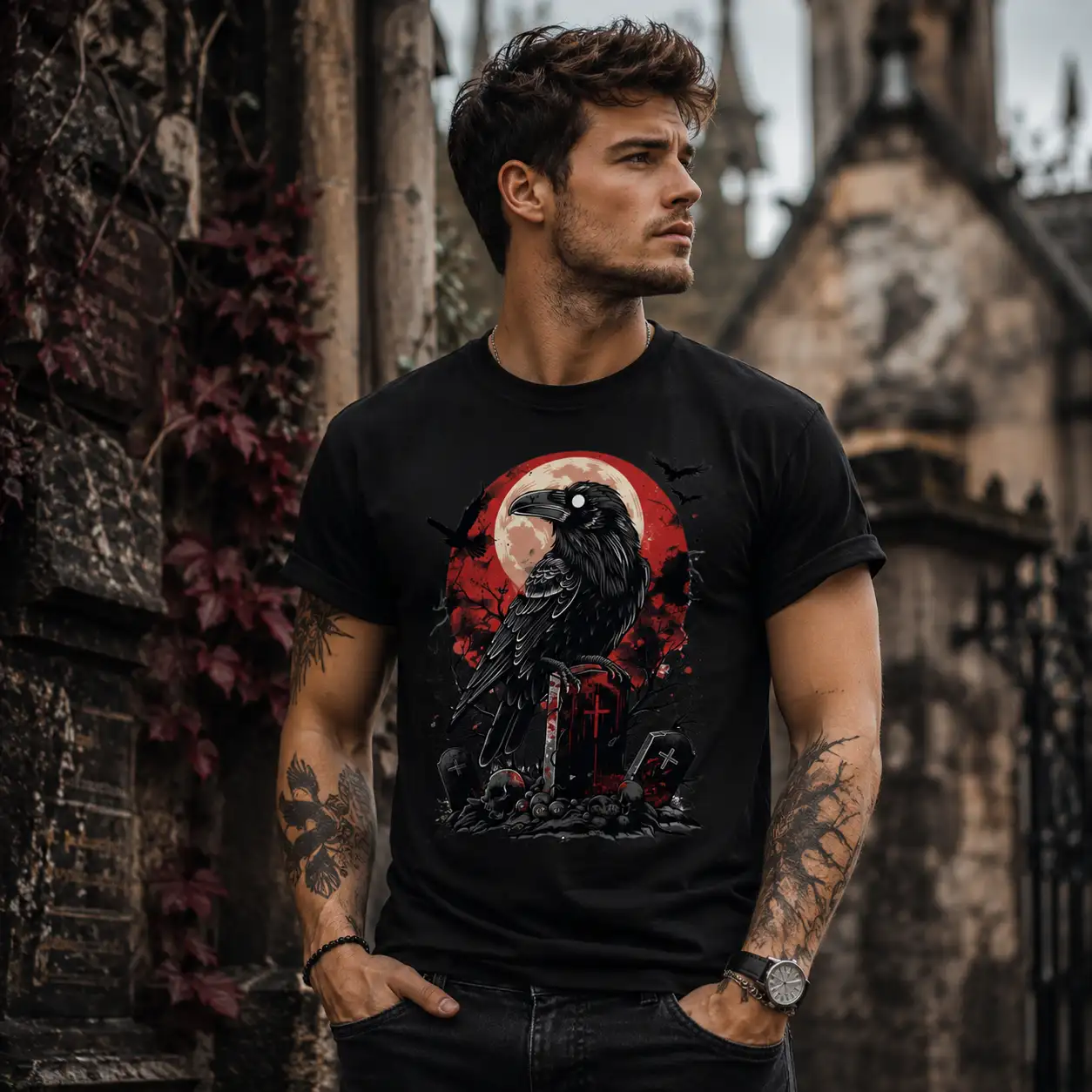 Pánské tričko - Cemetery Raven
