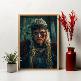 Plakát - Vikingská bojovnice pod měsícem