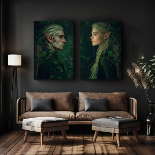 Set párových obrazů: Elf a Elfka (2 ks)