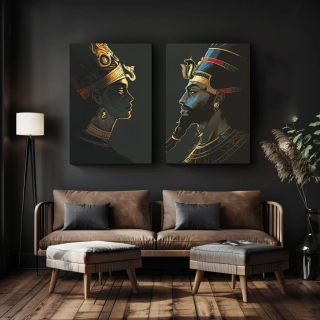 Set párových obrazů: Faraon a Faraonka (2 ks)