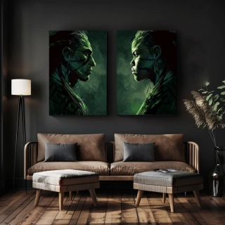 Set párových obrazů: Kmenový lovec a Kmenová lovkyně (2 ks)