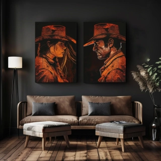 Set párových obrazů: Kovboj a Kovbojka (2 ks)