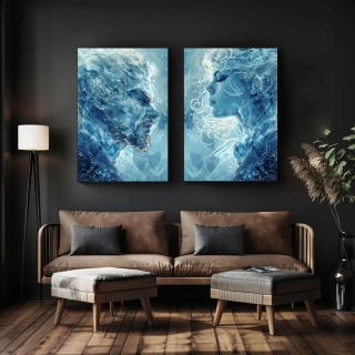 Set párových obrazů: Ledový muž a Ledová žena (2 ks)