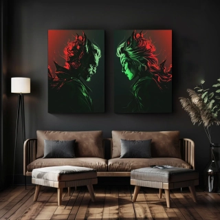 Set párových obrazů: Lovec démonů a Lovkyně démonů (2 ks)