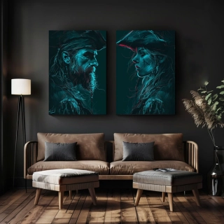 Set párových obrazů: Pirát a Pirátská žena (2 ks)