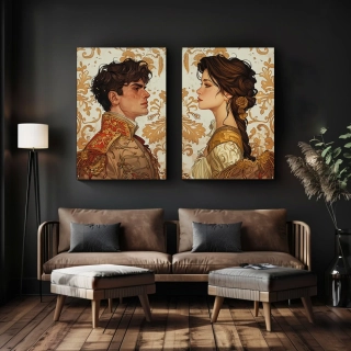 Set párových obrazů: Princ a Princezna (2 ks)