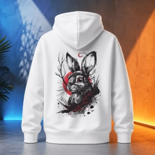 Unisex mikina - Rabbit at Blood Moon