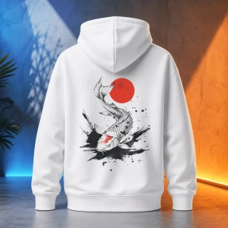 Unisex mikina - Koi kapr pod měsícem