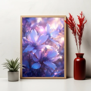 Plakát - Květy v modrém závoji