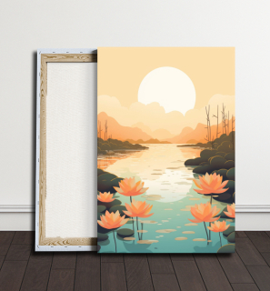 Obraz - Růžový západ nad řekou