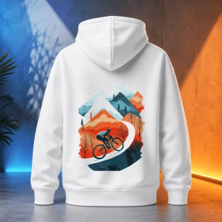 Unisex mikina - Biker v horách - Svobodná příroda