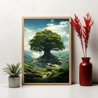 Plakát - Zelená oáza pod větvemi