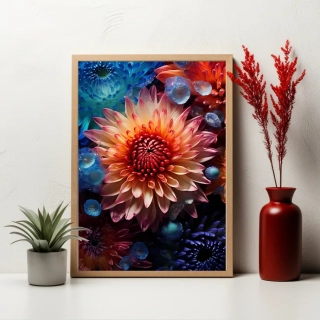 Plakát - Taneček červeného a modrého květu