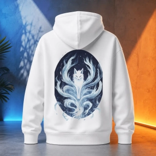 Unisex mikina - Kitsune tančící pod měsícem