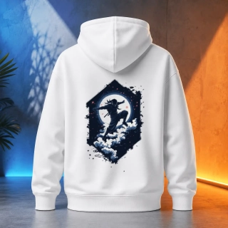 Unisex mikina - Ninja skáčíčí přes střechy