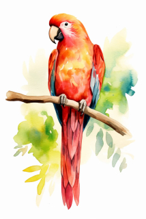 Obraz - Červený papoušek ve světě barev