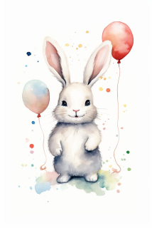 Plakát - Králíček v balónkovém tanci