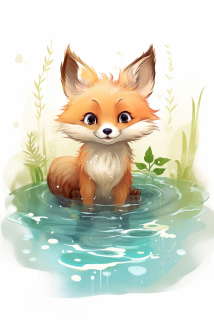 Obraz - Liška u rybníka