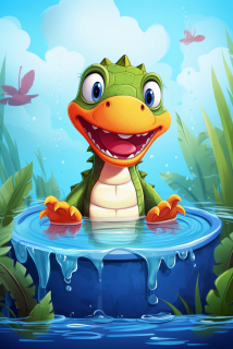 Obraz - Dráček v bazénu