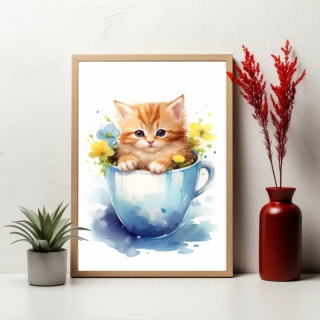 Plakát - Kotě v Hrnku