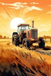 Obraz - Klidný západ slunce na poli