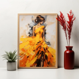Plakát - Žena v žlutých šatech