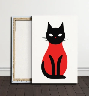 Obraz - Černá a červená kočka