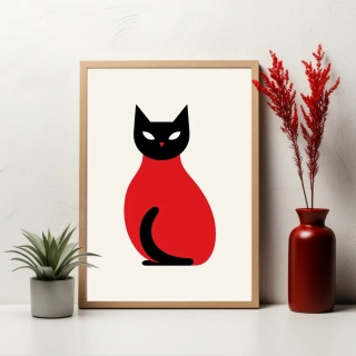 Plakát - Geometrická kočka