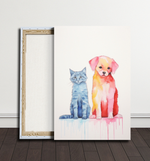 Obraz - Koťátko a štěně