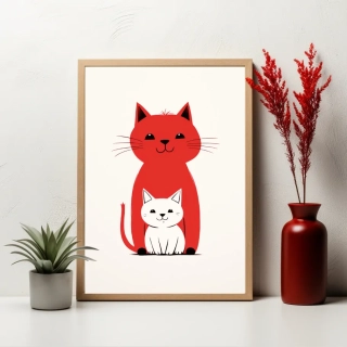 Plakát - Velká a malá kočka