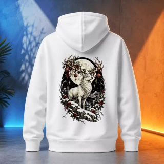 Unisex mikina - Bílý jelen pod úplňkem