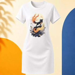 Šaty - Kitsune obklíčená plamenem