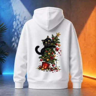 Unisex mikina - Kočka kácí stromeček