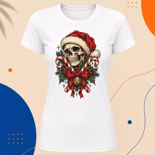 Dámské tričko - Lebka v Santa čepici