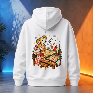 Unisex mikina - Pejsek a kočička pečou cukroví