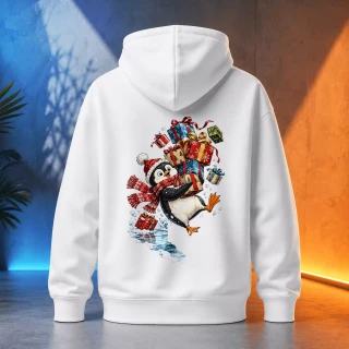 Unisex mikina - Tučňák s hromadou dárků